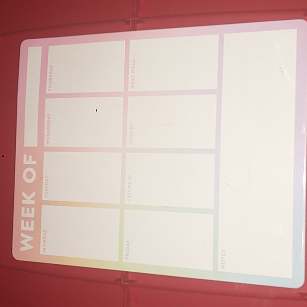 Dry erase weekly schedule